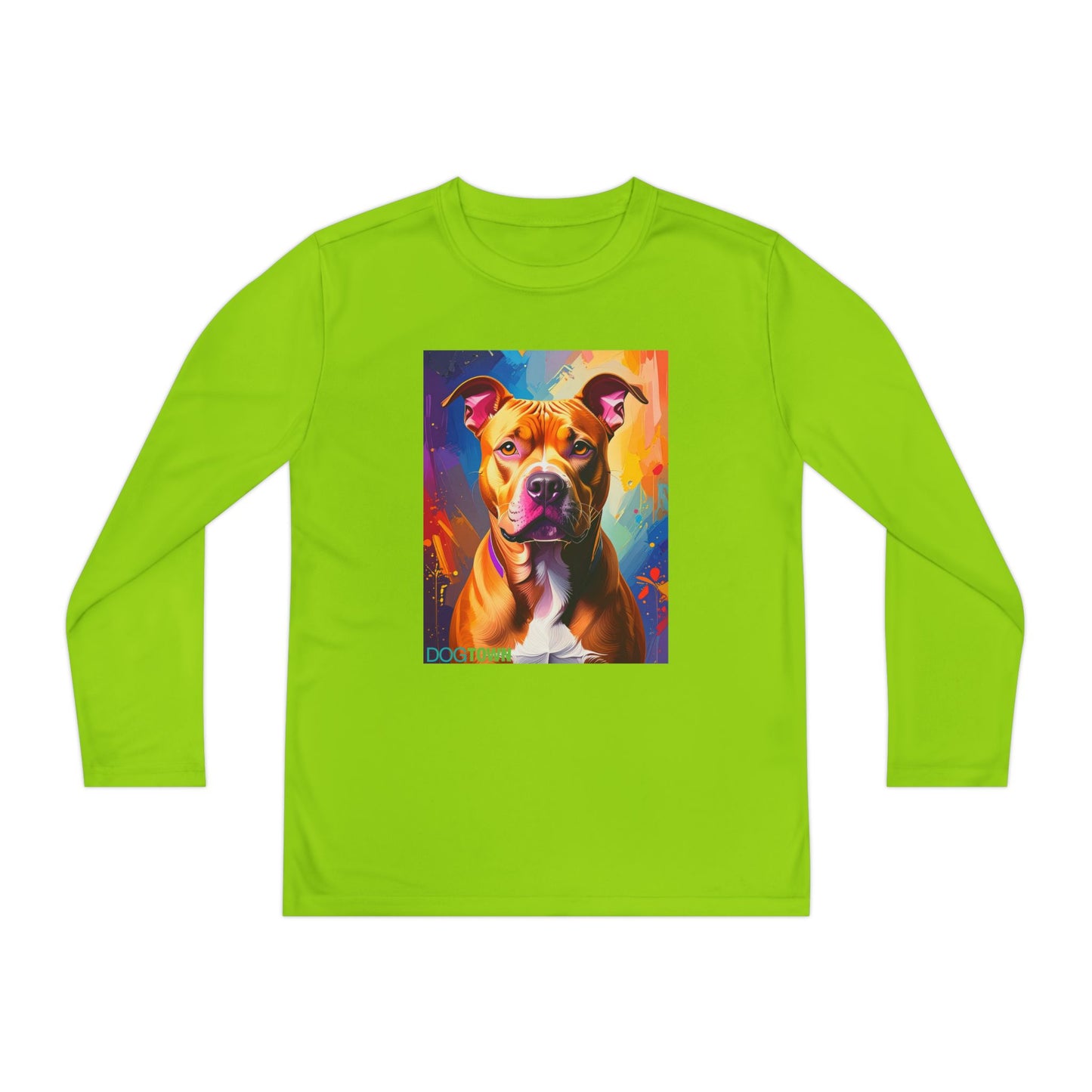 Pup Art Canvas - Kid's Sport Long Sleeve Tee (Pit Bull)