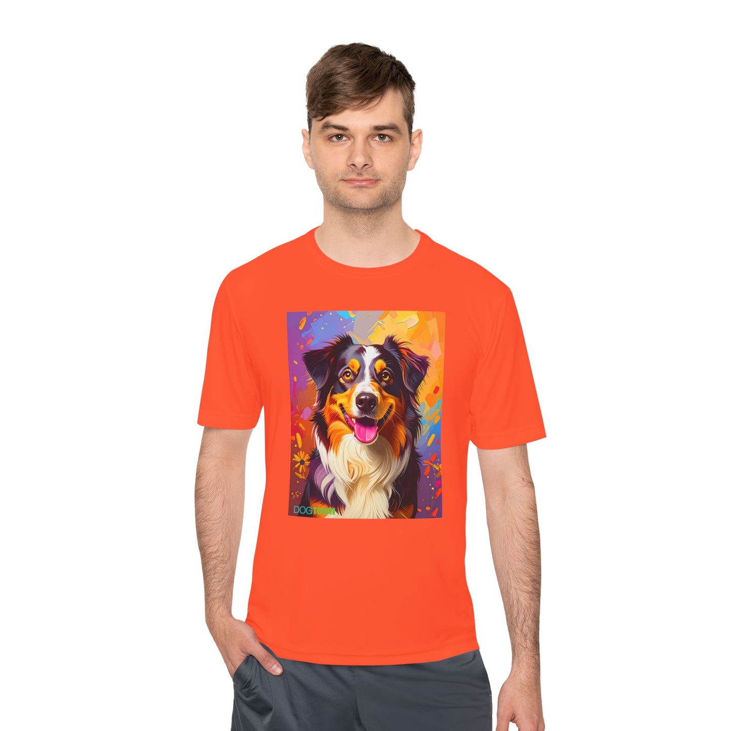 Pup Art Canvas Unisex Moisture Wicking Tee (Australian Shepherd)