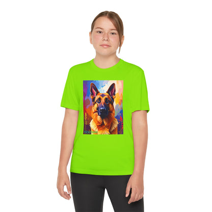 Pup Art Canvas - Kid's Sport Short Sleeve Tee (German Shepherd)