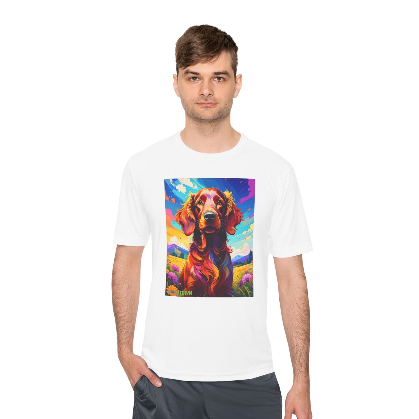 Pup Art Canvas Unisex Moisture Wicking Tee (Irish Setter)