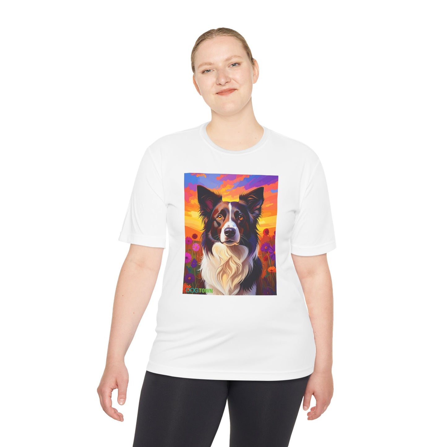 Pup Art Canvas Unisex Moisture Wicking Tee (Border Collie)