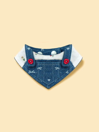 Reversible Denim Cherry Overalls Pet Bandana