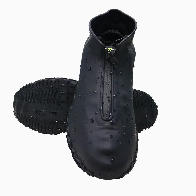 New Waterproof Zipper Silicone Shoe Cover Rain Boots Unisex Outdoor Solid Non-Slip Non-Slip Wear-Resistant Reusable Shoe Cover