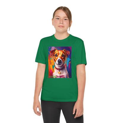 Pup Art Canvas - Kid's Sport Short Sleeve Tee (Jack Russell Terrier)