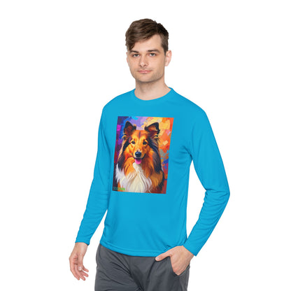 Pup Art Canvas Sport Long Sleeve Tee (Sheltie)