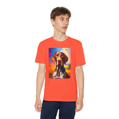 Pup Art Canvas - Kid's Sport Short Sleeve Tee (German Shorthaired Pointer)