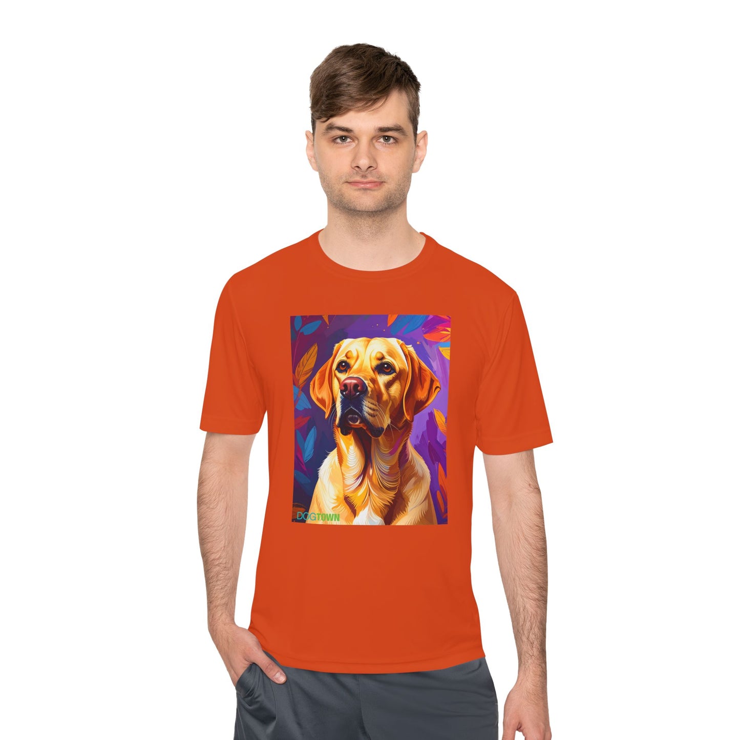 Pup Art Canvas Unisex Moisture Wicking Tee (Yellow Lab)