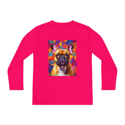 Pup Art Canvas - Kid's Sport Long Sleeve Tee (French Bulldog)