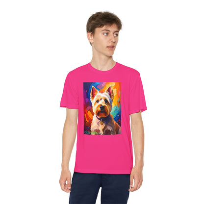 Pup Art Canvas - Kid's Sport Short Sleeve Tee (West Highland White Terrier)
