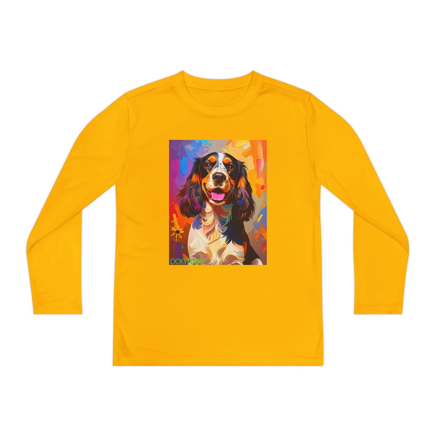 Pup Art Canvas - Kid's Sport Long Sleeve Tee (English Springer Spaniel)