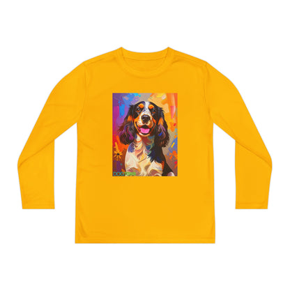 Pup Art Canvas - Kid's Sport Long Sleeve Tee (English Springer Spaniel)