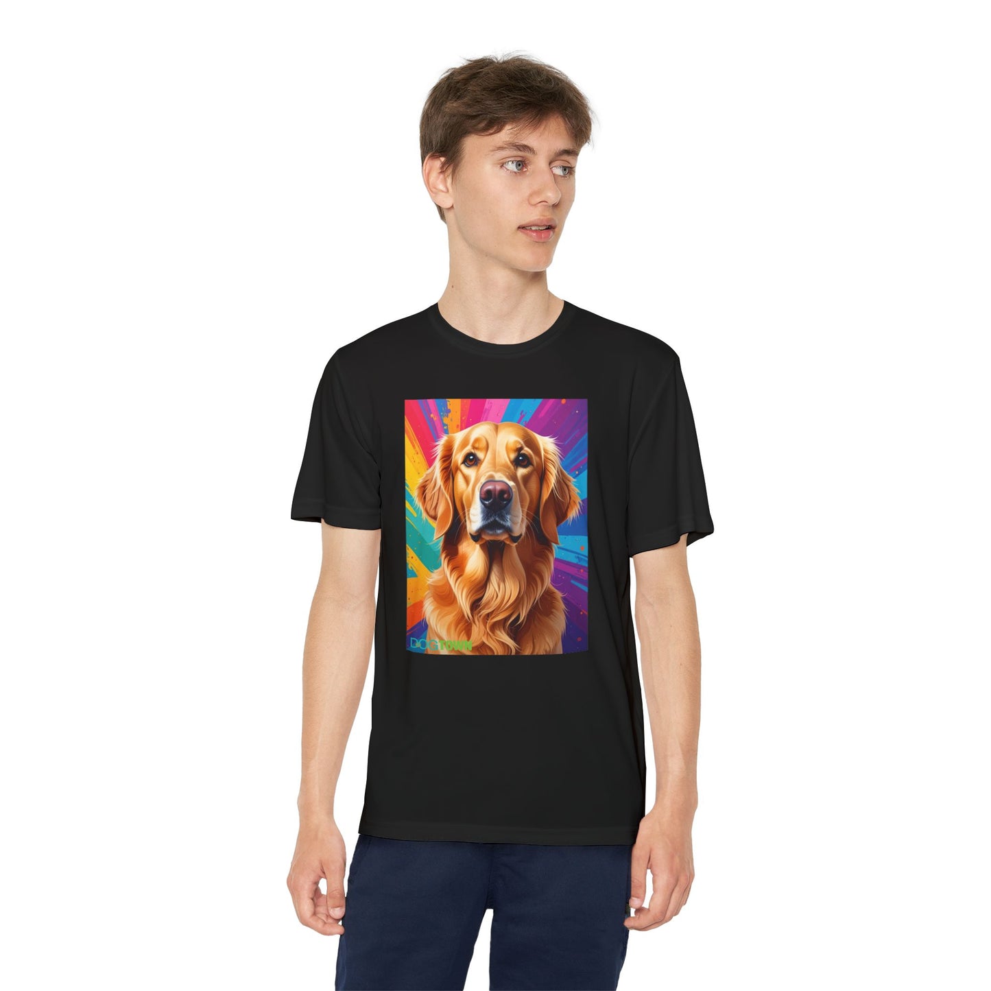 Pup Art Canvas - Kid's Sport Short Sleeve Tee (Golden Retriever)