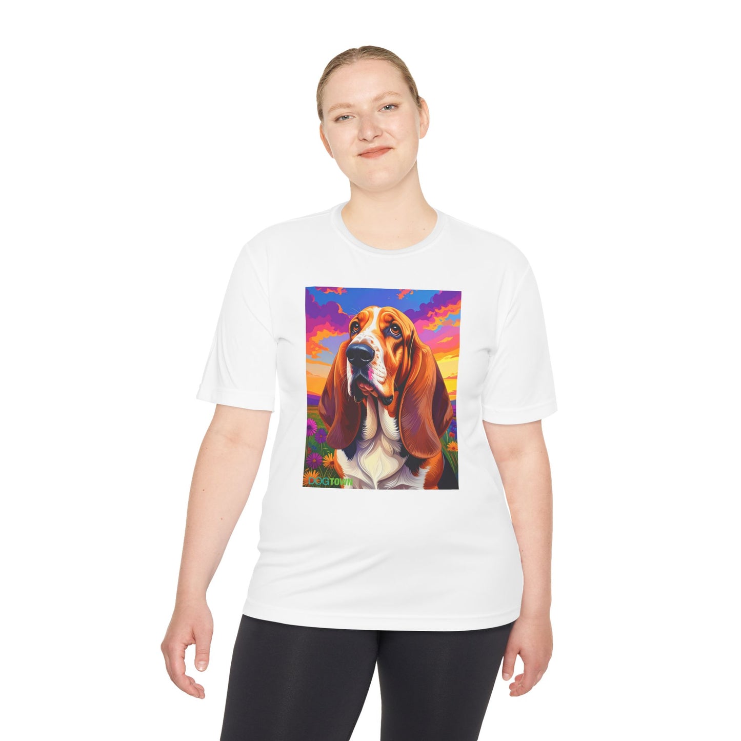 Pup Art Canvas Unisex Moisture Wicking Tee (Basset Hound)