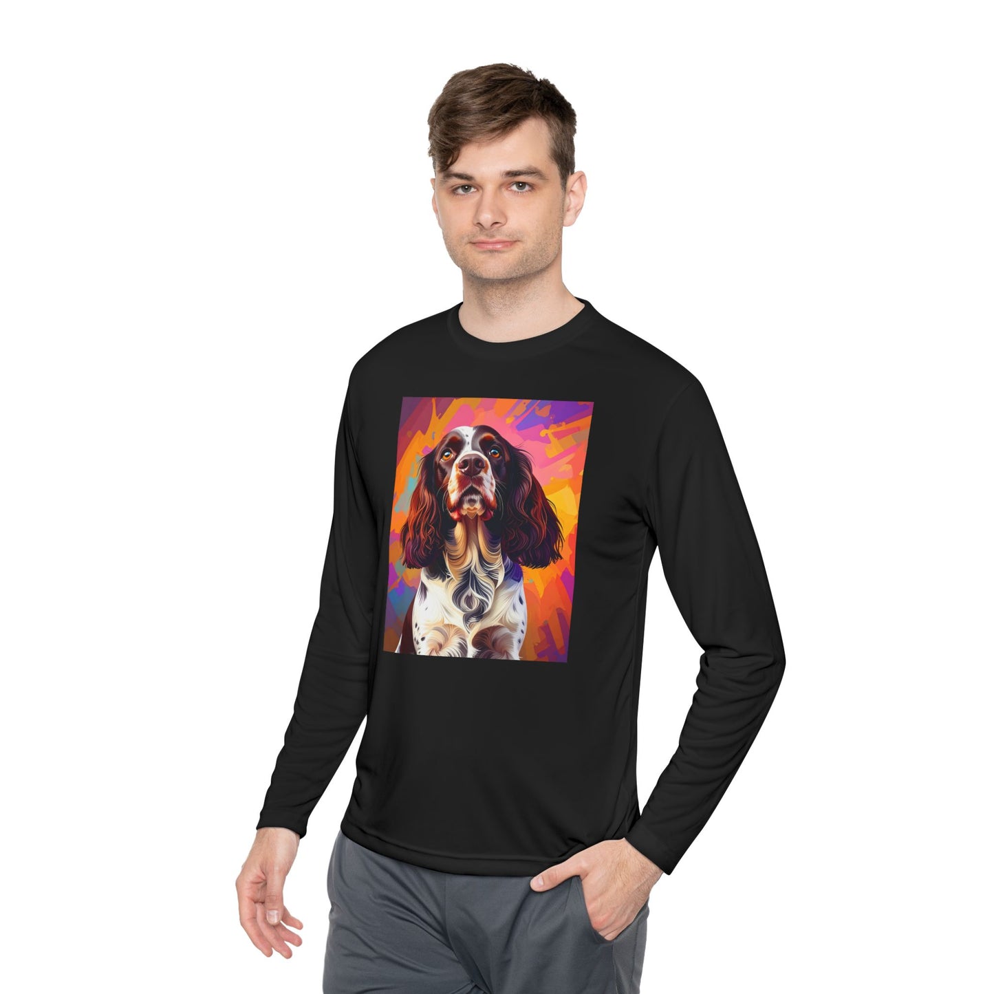 Pup Art Canvas Sport Long Sleeve Tee (English Springer Spaniel - 2)