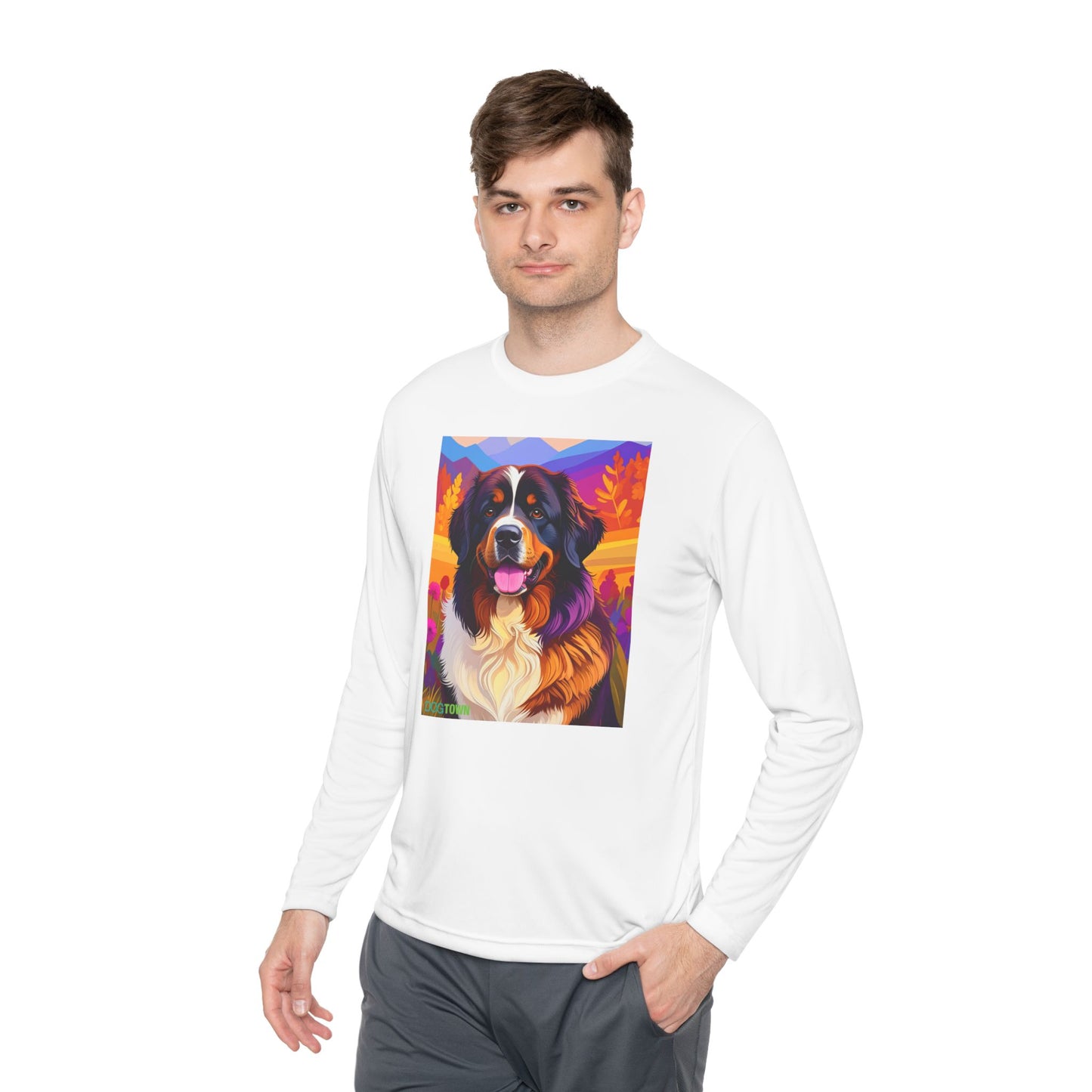 Pup Art Canvas Sport Long Sleeve Tee (Bernese Mountain Dog)
