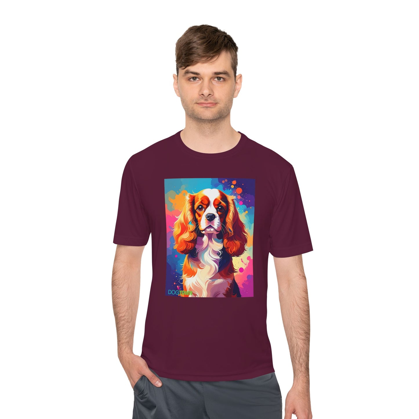 Pup Art Canvas Unisex Moisture Wicking Tee (Cavalier King Charles Spaniel)
