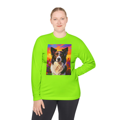 Pup Art Canvas Sport Long Sleeve Tee (Border Collie)