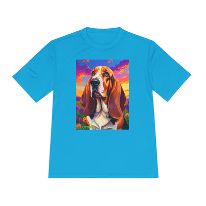 Pup Art Canvas Unisex Moisture Wicking Tee (Basset Hound)