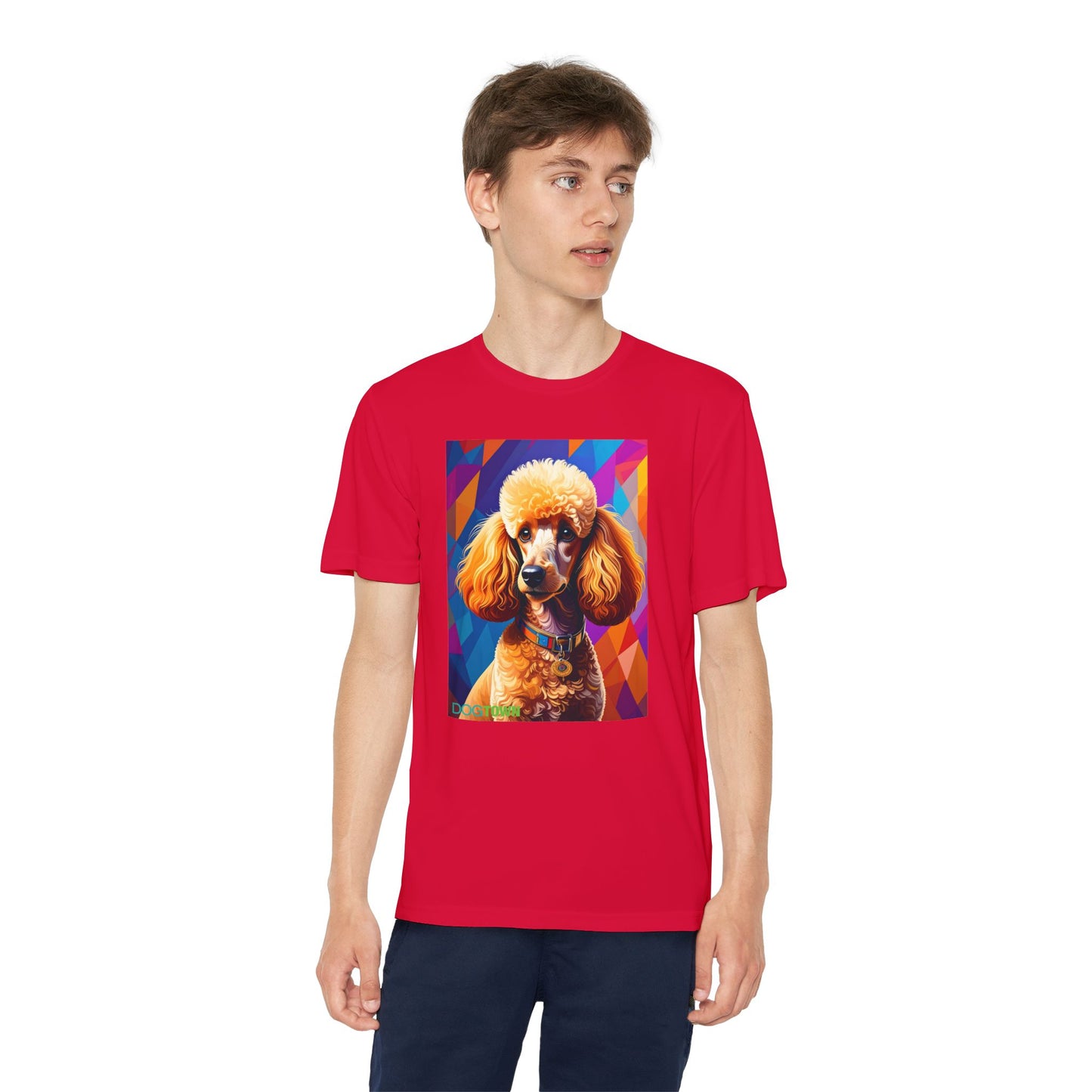 Pup Art Canvas - Kid's Sport Short Sleeve Tee (Toy Poodle)