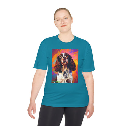 Pup Art Canvas Unisex Moisture Wicking Tee (English Springer Spaniel - 2)