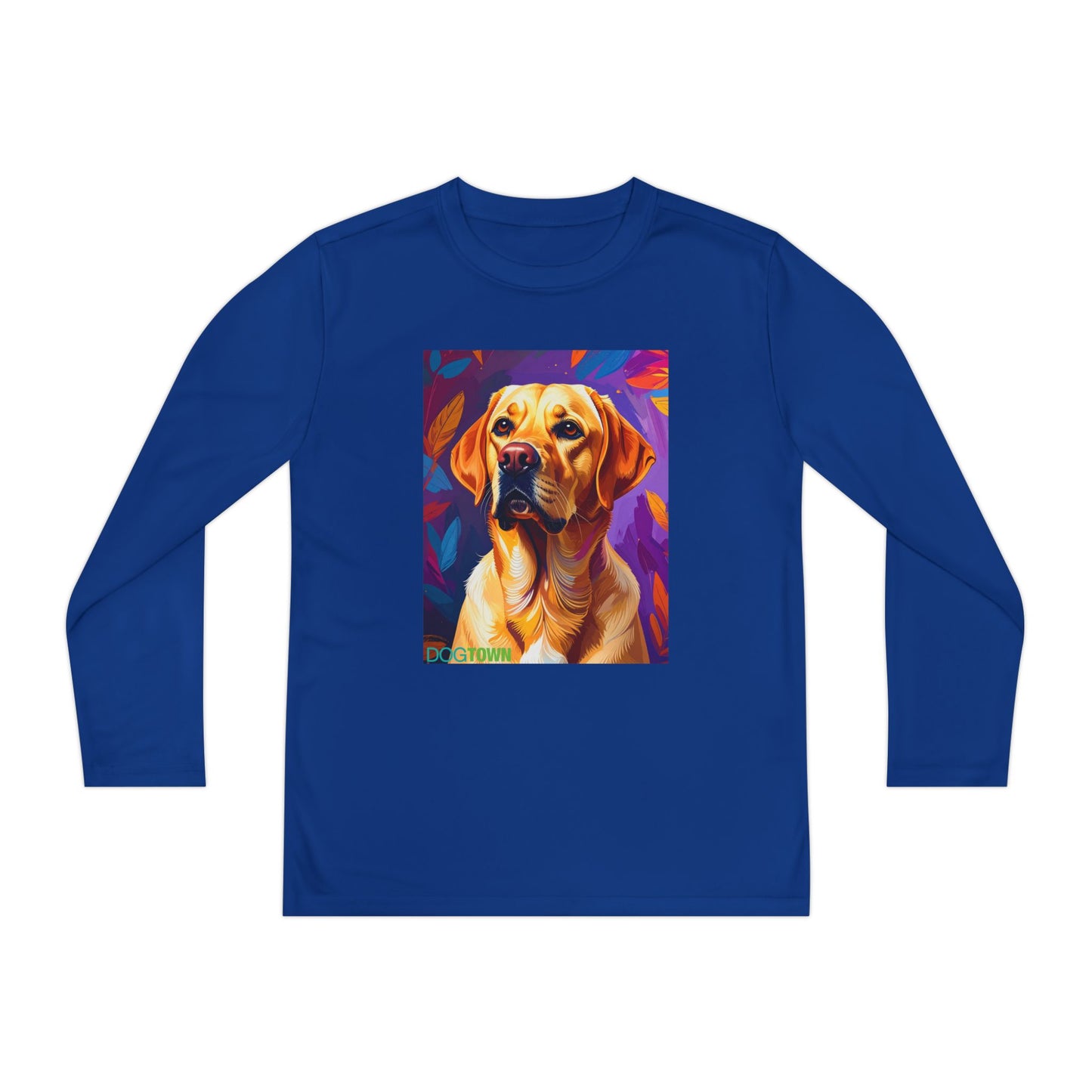Pup Art Canvas - Kid's Sport Long Sleeve Tee (Yellow Lab)