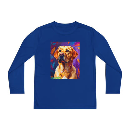 Pup Art Canvas - Kid's Sport Long Sleeve Tee (Yellow Lab)