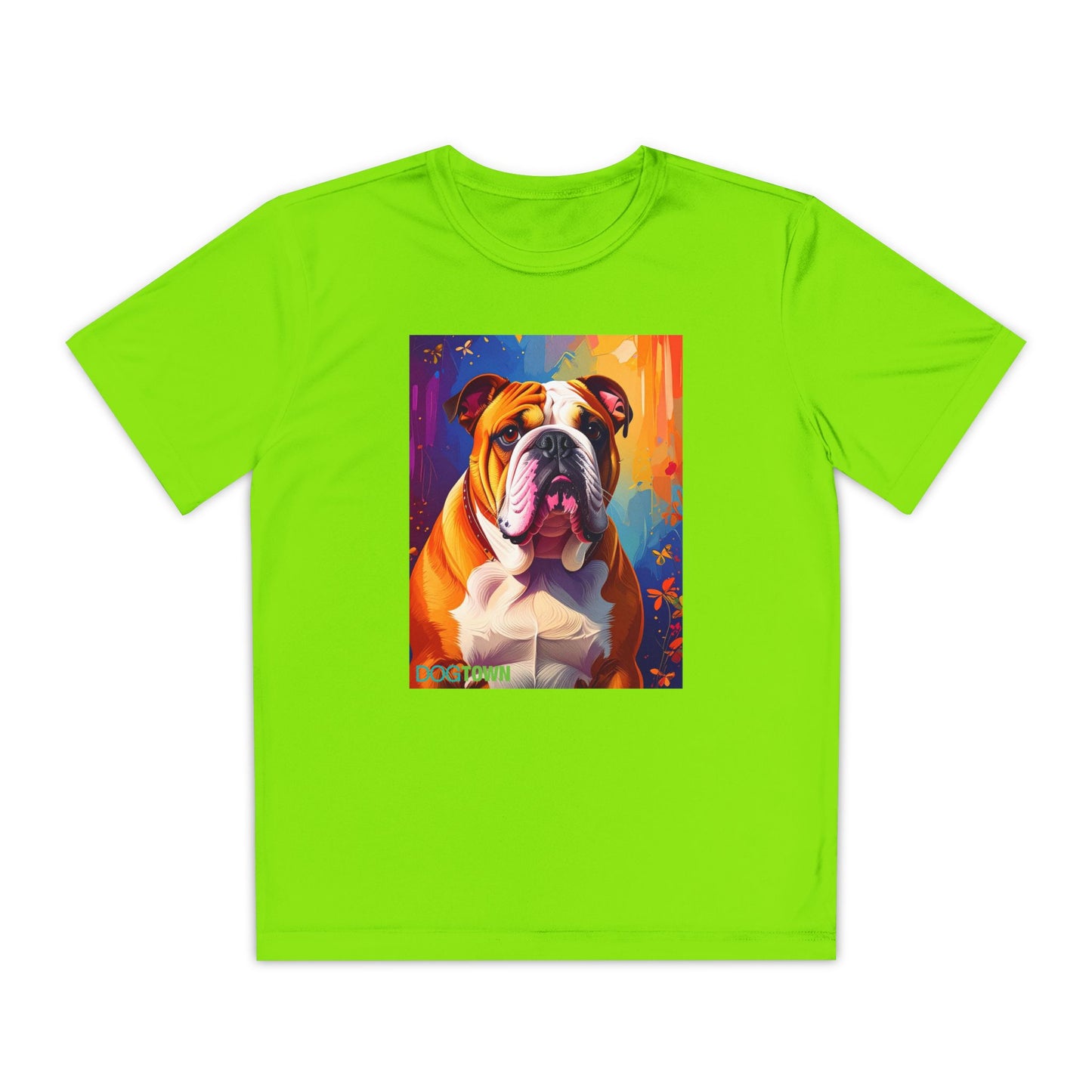 Pup Art Canvas - Kid's Sport Short Sleeve Tee (English Bulldog)