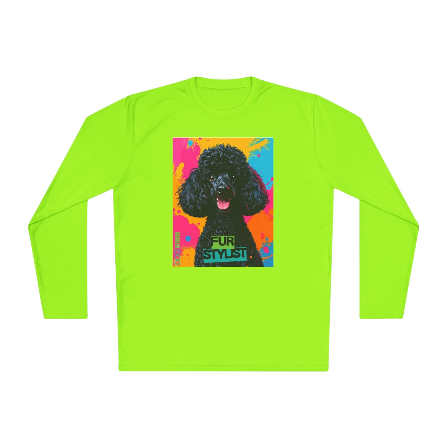 Dogtown Fur Stylist Groomer Long Sleeve Shirt (Colorful with Black Poodle)