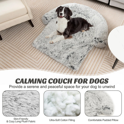 Plush Calming Dog Couch Bed with Anti-Slip Bottom 