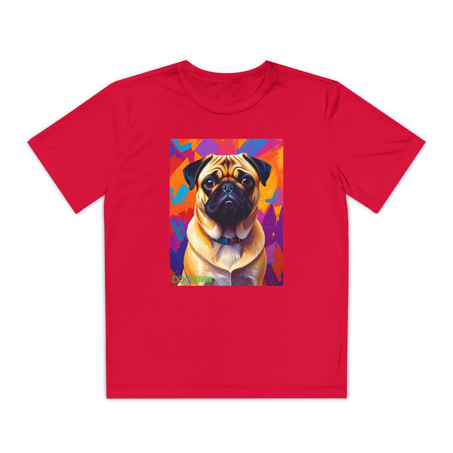 Pup Art Canvas - Kid's Sport Short Sleeve Tee (Pug)