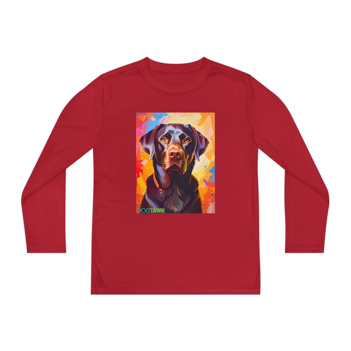 Pup Art Canvas - Kid's Sport Long Sleeve Tee (Chocolate Lab)