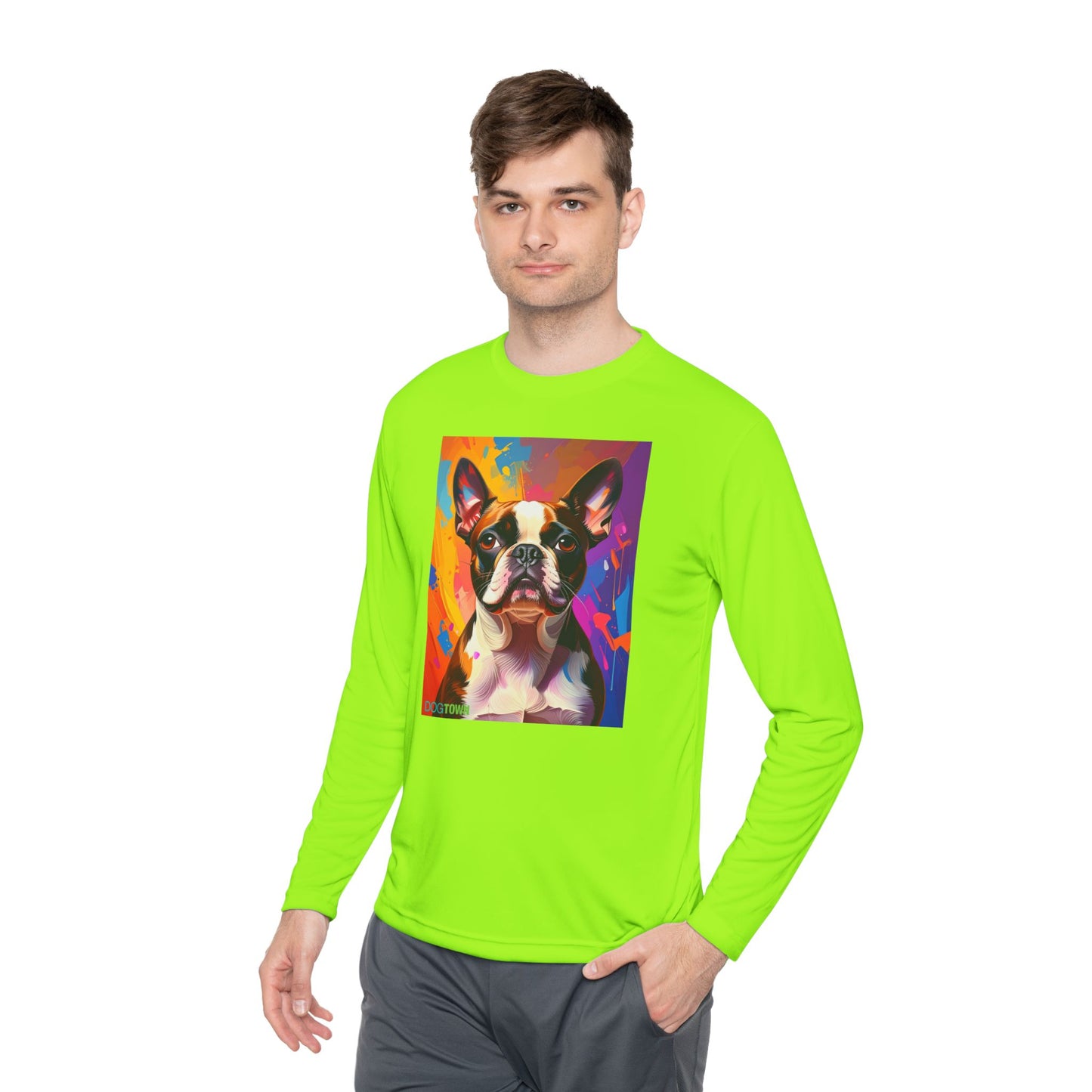 Pup Art Canvas Sport Long Sleeve Tee (Boston Terrier)