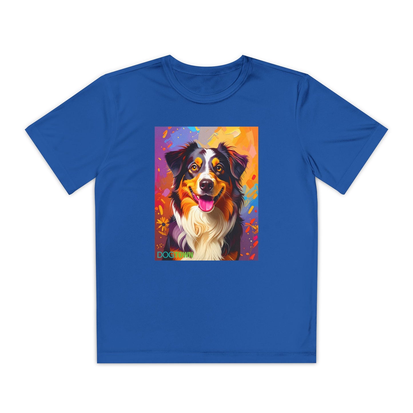 Pup Art Canvas - Kid's Sport Short Sleeve Tee (Australian Shepherd)