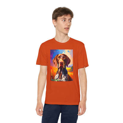 Pup Art Canvas - Kid's Sport Short Sleeve Tee (German Shorthaired Pointer)