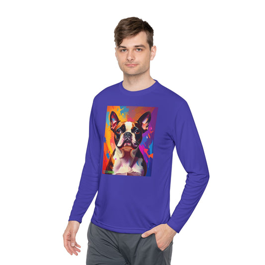 Pup Art Canvas Sport Long Sleeve Tee (Boston Terrier)