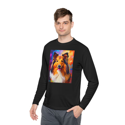 Pup Art Canvas Sport Long Sleeve Tee (Sheltie)