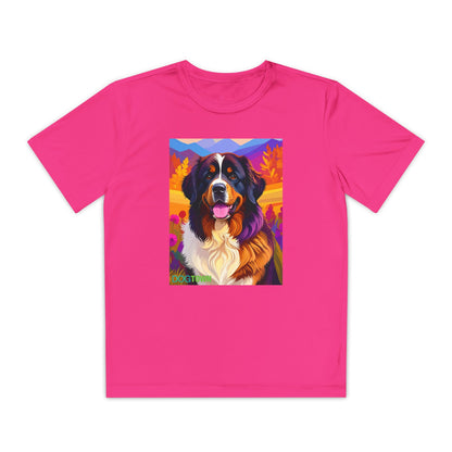 Pup Art Canvas - Kid's Sport Short Sleeve Tee (Bernese Mountain Dog)