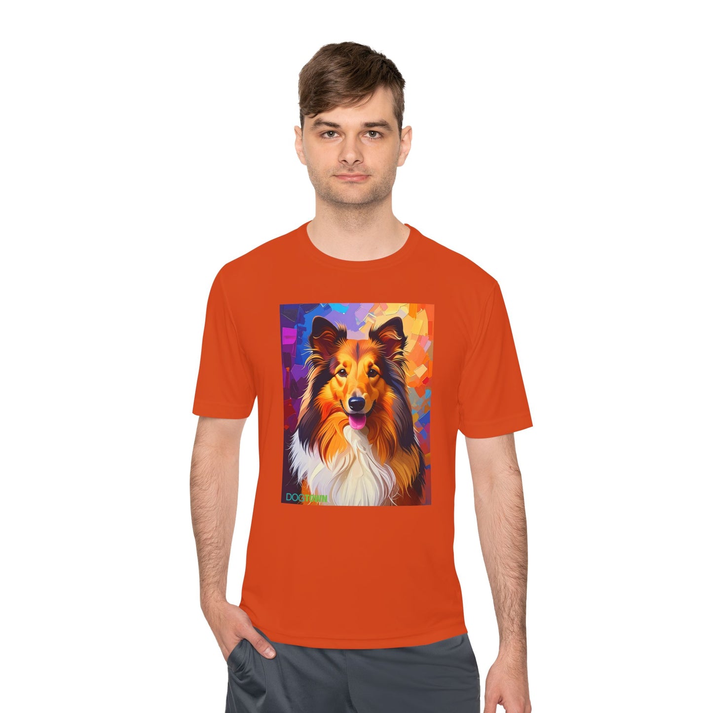 Pup Art Canvas Unisex Moisture Wicking Tee (Shetland Sheepdog (Sheltie))