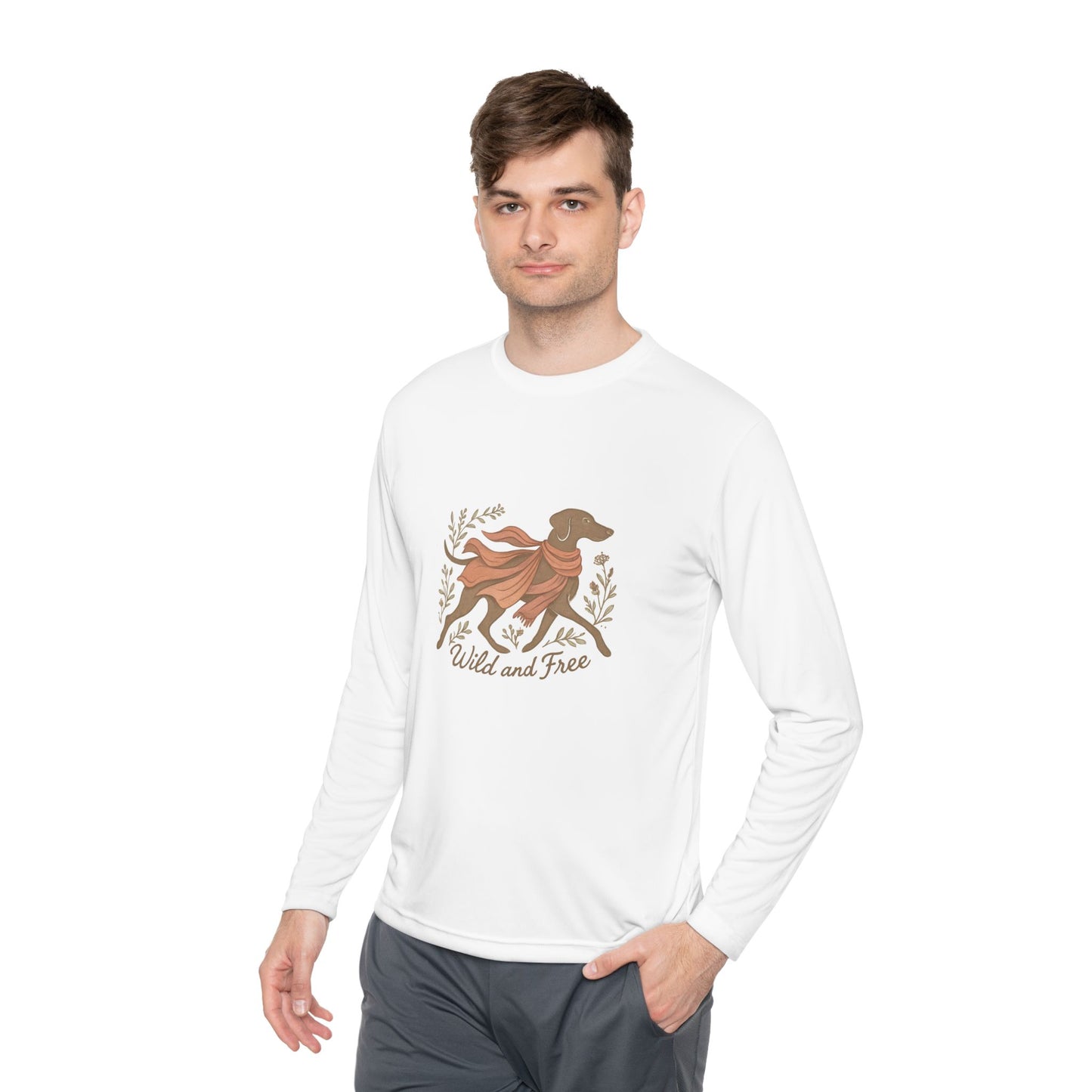 Dogtown Boho Revival "Wild and Free" Polyester Sport Long Sleeve Tee (Weimaraner)