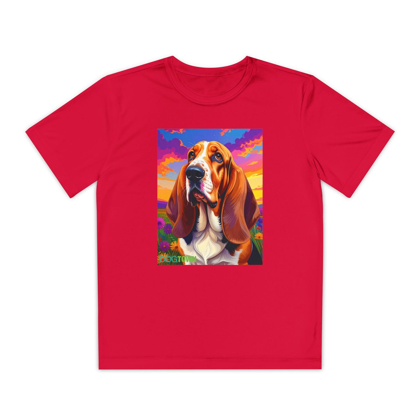 Pup Art Canvas - Kid's Sport Short Sleeve Tee (Basset Hound)