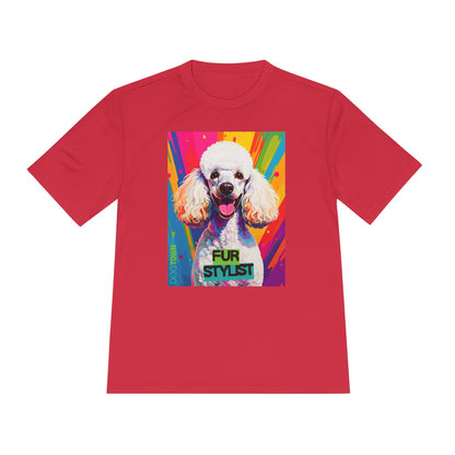 Dogtown Fur Stylist Groomer Short Sleeve Shirt (Colorful with White Poodle)