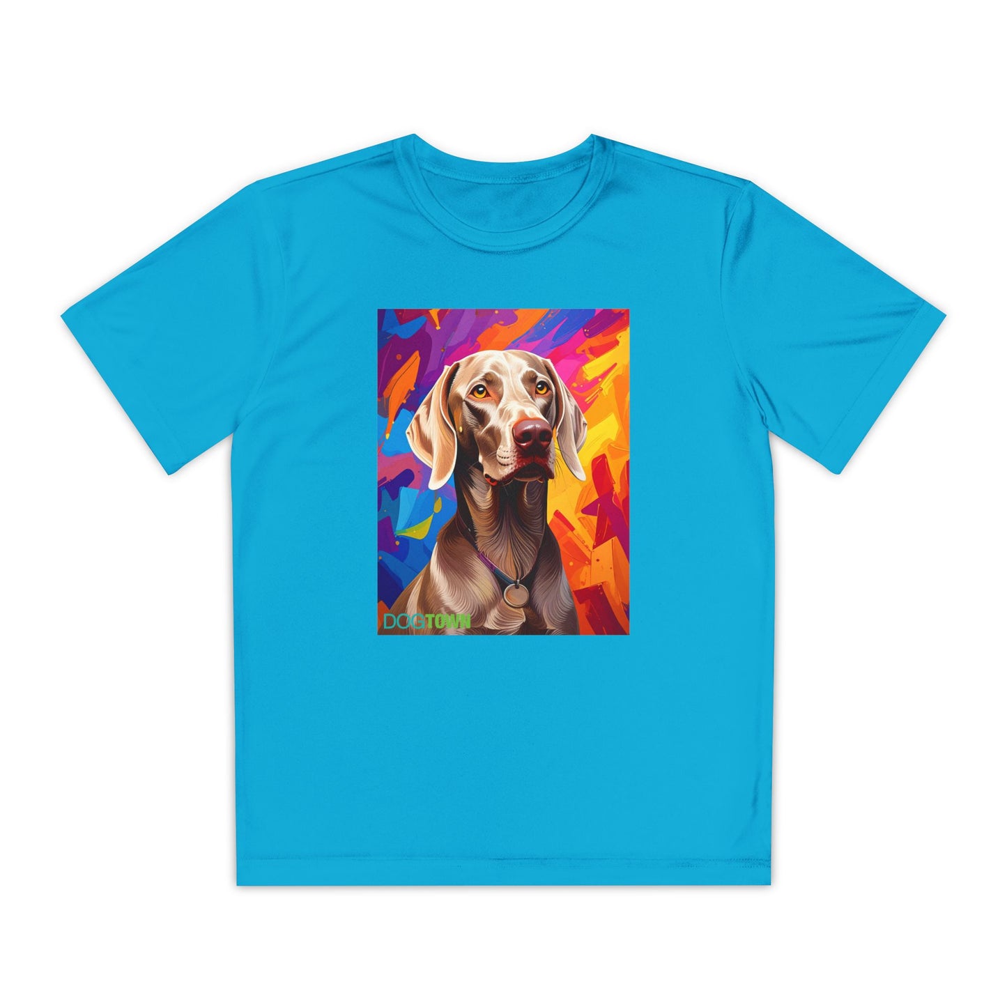 Pup Art Canvas - Kid's Sport Short Sleeve Tee (Weimaraner)