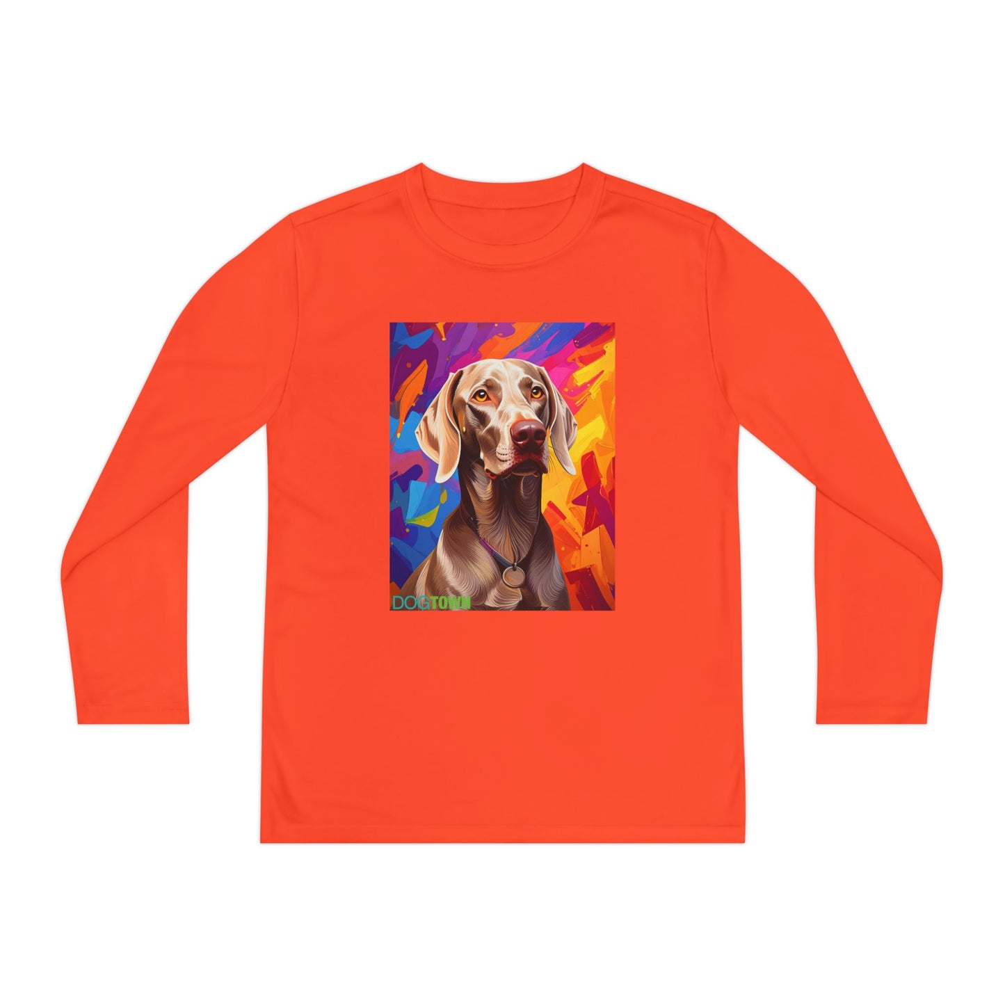 Pup Art Canvas - Kid's Sport Long Sleeve Tee (Weimaraner)