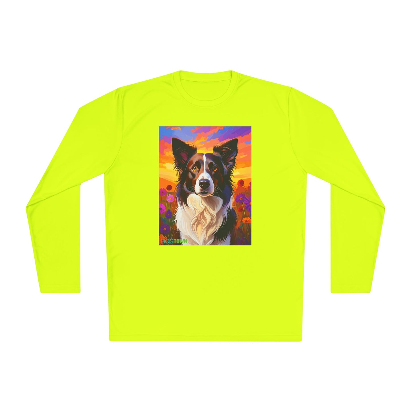 Pup Art Canvas Sport Long Sleeve Tee (Border Collie)