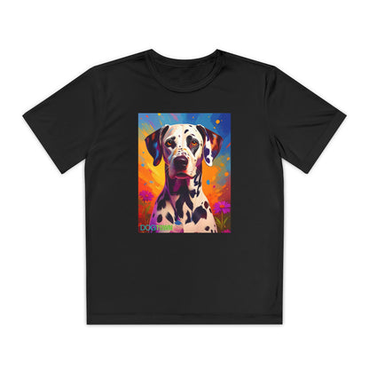 Pup Art Canvas - Kid's Sport Short Sleeve Tee (Dalmatian)