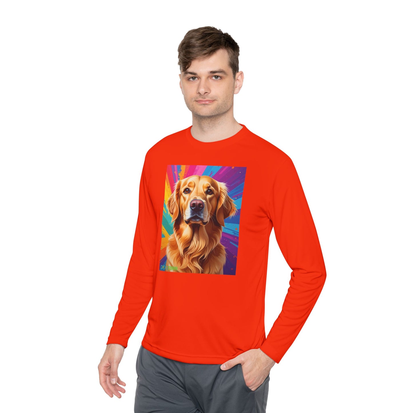 Pup Art Canvas Sport Long Sleeve Tee (Golden Retriever)
