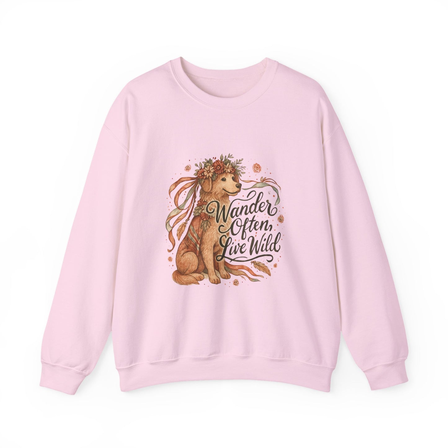 Dogtown Boho Revival Unisex Heavy Blend™ Crewneck Sweatshirt (Golden Retriever)
