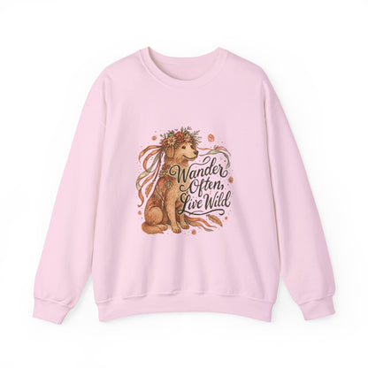 Dogtown Boho Revival Unisex Heavy Blend™ Crewneck Sweatshirt (Golden Retriever)