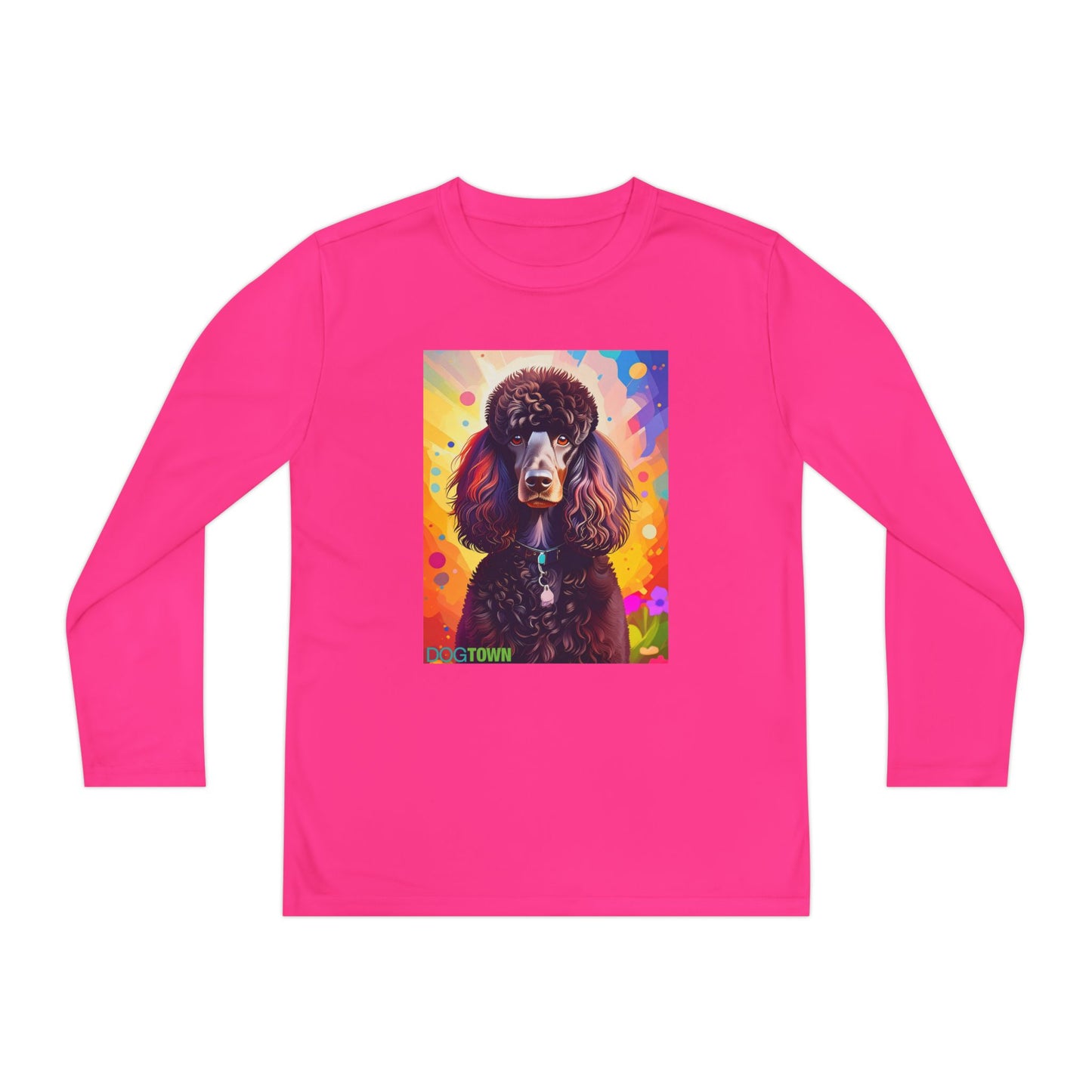 Pup Art Canvas - Kid's Sport Long Sleeve Tee (Standard Poodle)