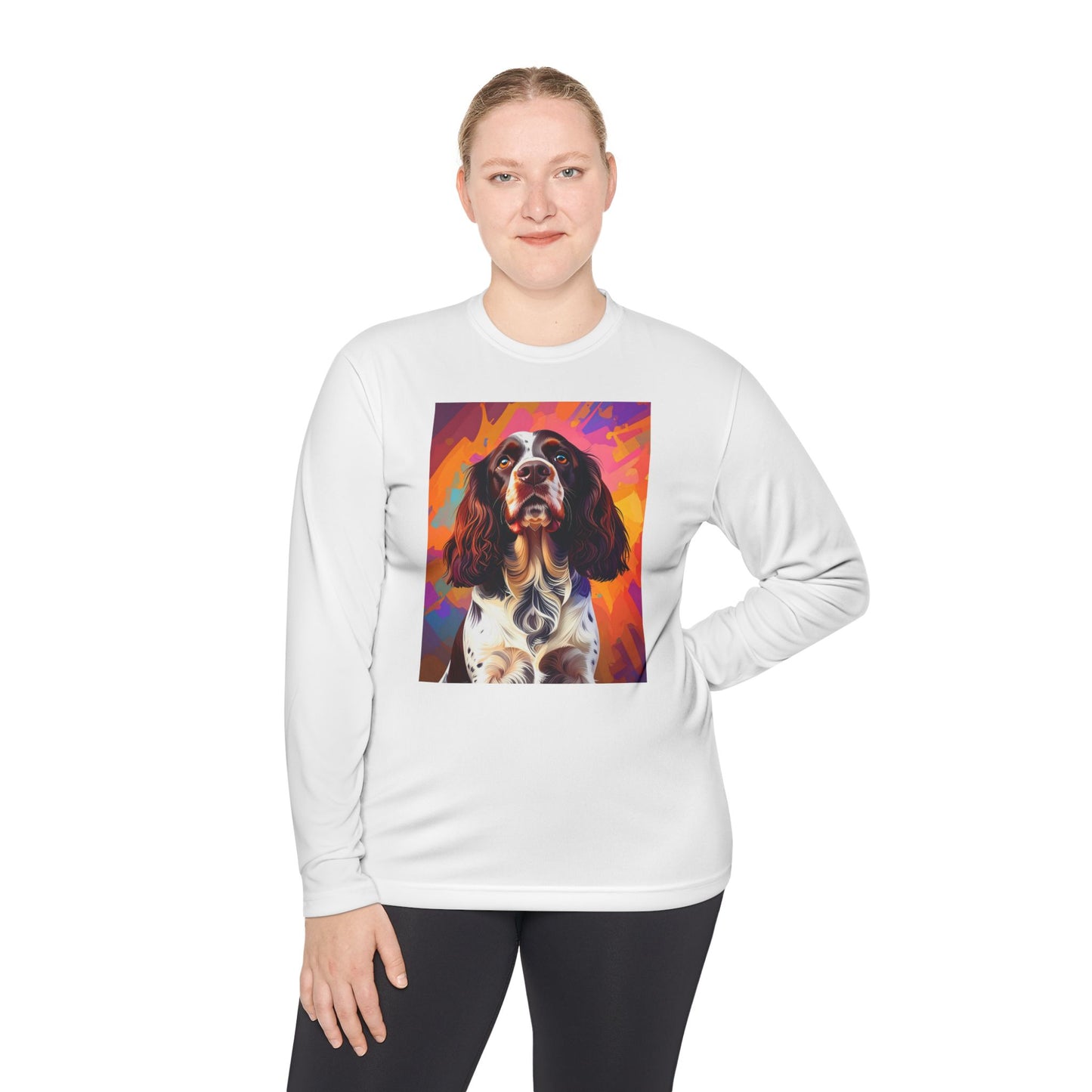 Pup Art Canvas Sport Long Sleeve Tee (English Springer Spaniel - 2)